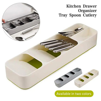 Space-Saving Utensil Separator Stacked Cutlery Drawer Organizer