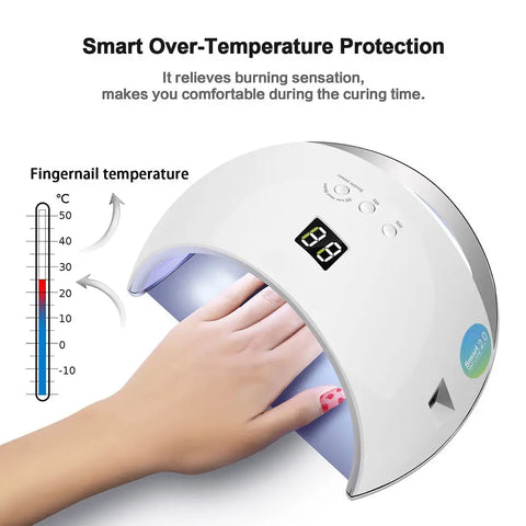 UV LED nail lamp – LCD display and timer preset buttons detail