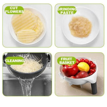 Vegetable Cutter with Drain Basket – 8-in-1 Slicer & Shredder
