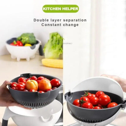 Vegetable Cutter with Drain Basket – 8-in-1 Slicer & Shredder