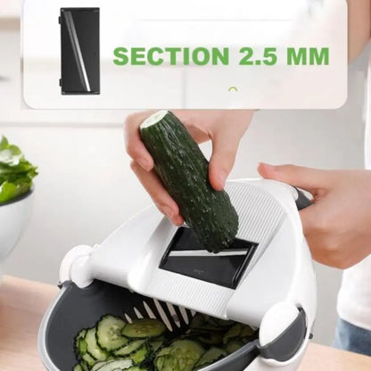 Vegetable Cutter with Drain Basket – 8-in-1 Slicer & Shredder