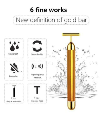 Vibrating 24K Gold Quartz Face Roller – 4-in-1 Massager Kit