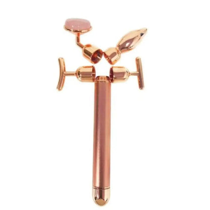 Vibrating 24K Gold Quartz Face Roller – 4-in-1 Massager Kit