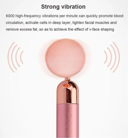 Vibrating 24K Gold Quartz Face Roller – 4-in-1 Massager Kit