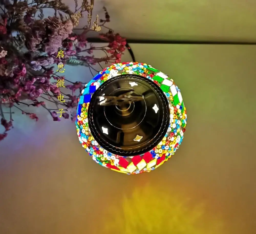 Vintage Art Deco Mosaic Table Lamp Handcrafted Glass Lampara de Mesa Night Light