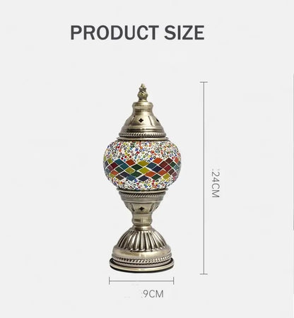 Vintage Art Deco Mosaic Table Lamp – Handcrafted Glass Night Light