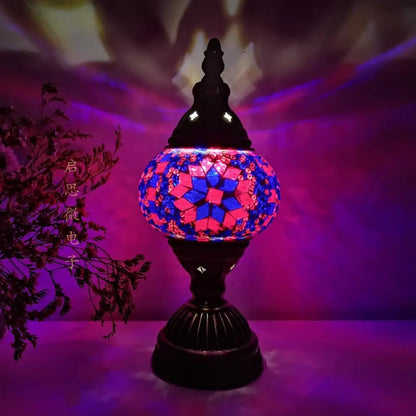 Vintage Art Deco Mosaic Table Lamp – Handcrafted Glass Night Light