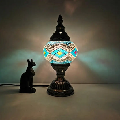 Vintage Art Deco Mosaic Table Lamp – Handcrafted Glass Night Light