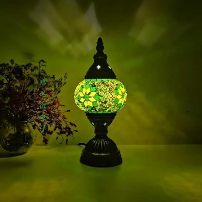 Vintage Art Deco Mosaic Table Lamp – Handcrafted Glass Night Light