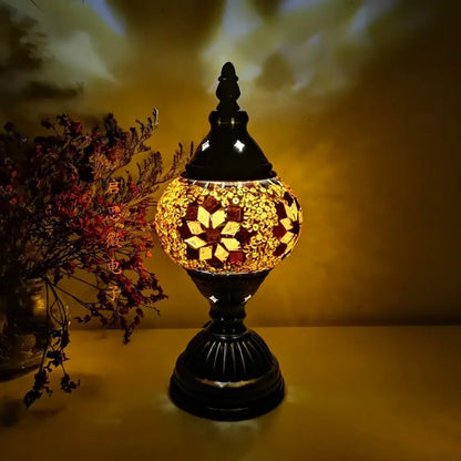 Vintage Art Deco Mosaic Table Lamp – Handcrafted Glass Night Light