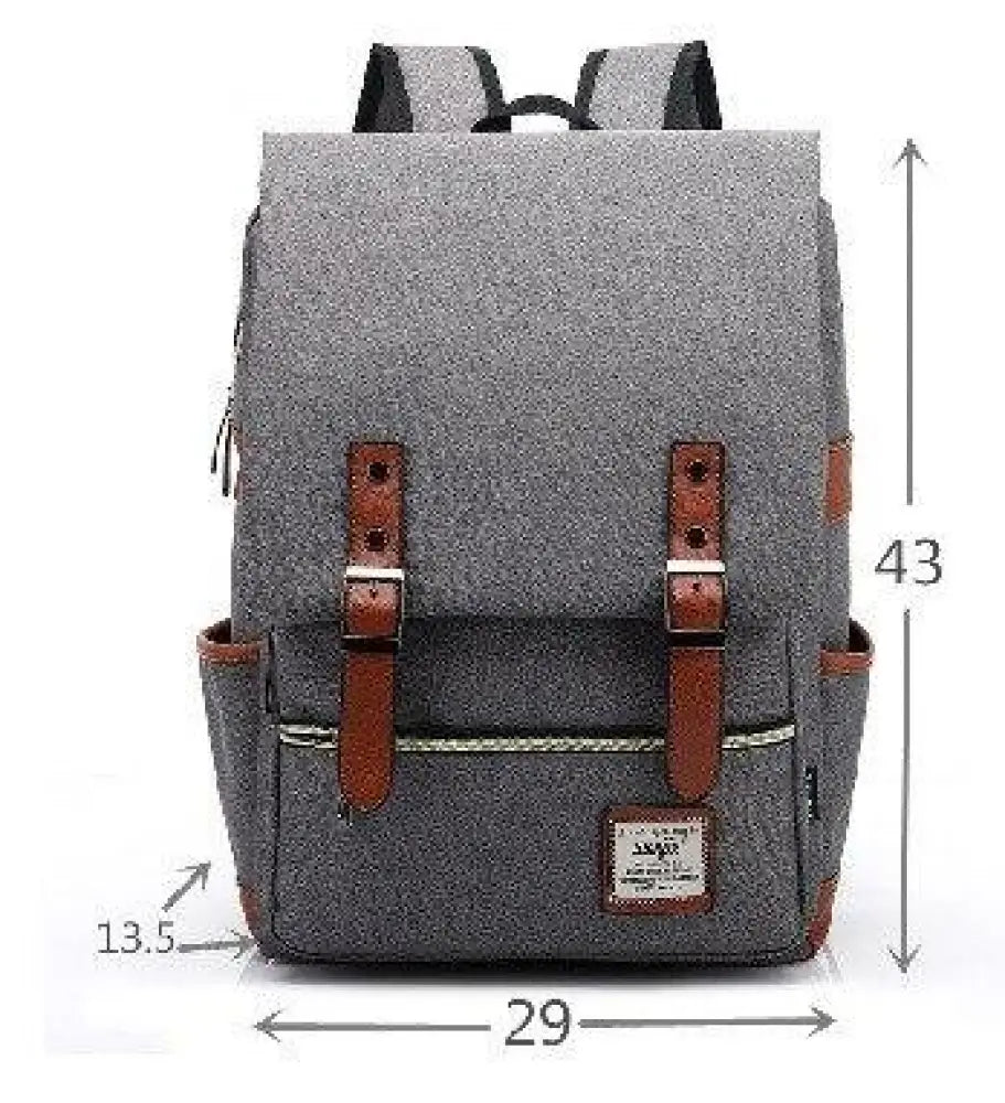 Vintage Laptop Backpack – College School Bag with USB Port