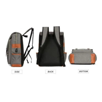 Vintage Laptop Backpack – College School Bag with USB Port