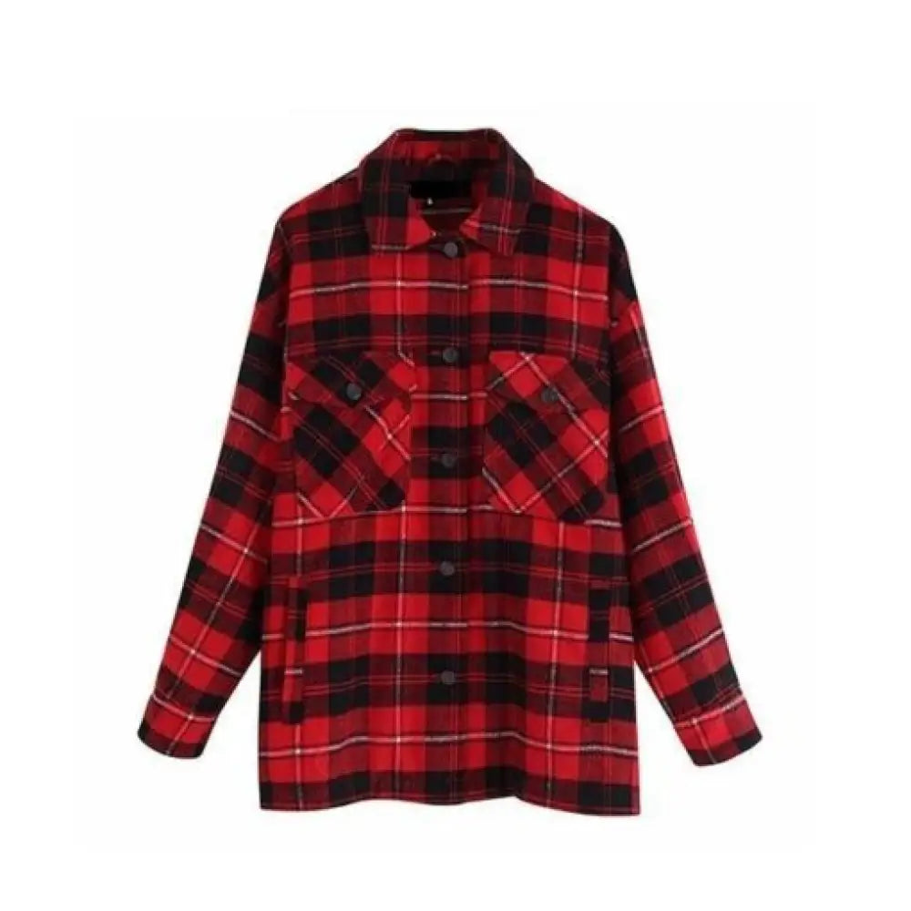 Vintage Oversized Plaid Jacket – Soft Cotton Casual Coat