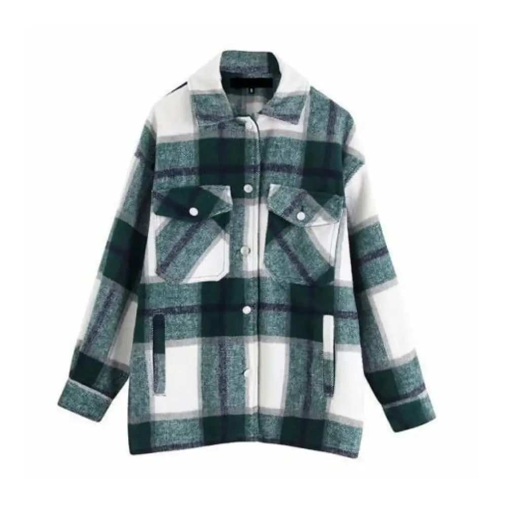 Vintage Oversized Plaid Jacket – Soft Cotton Casual Coat