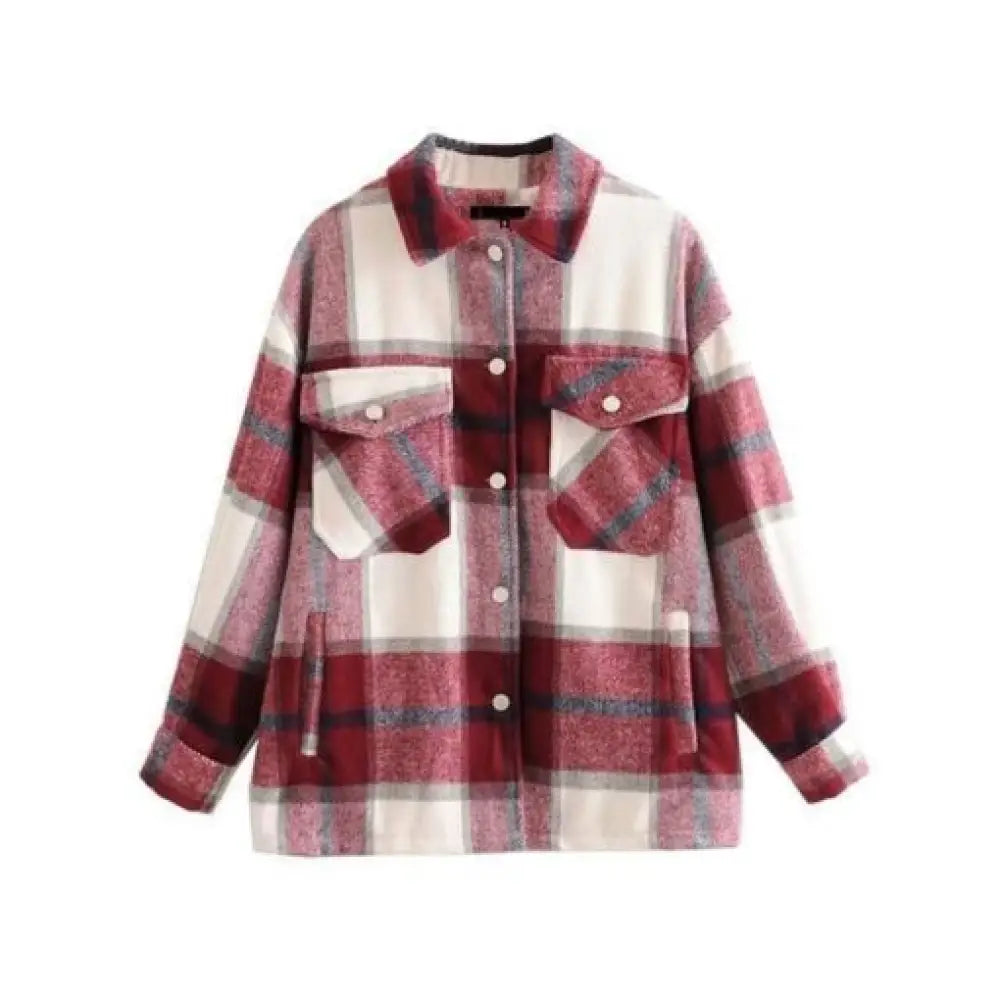 Vintage Oversized Plaid Jacket – Soft Cotton Casual Coat