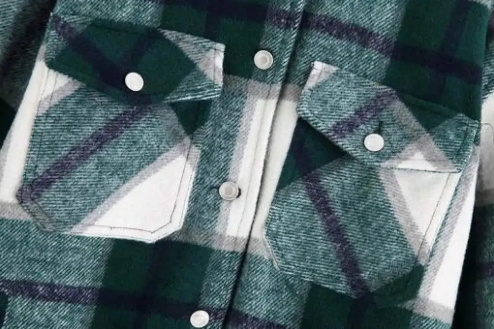 Vintage Oversized Plaid Jacket – Soft Cotton Casual Coat