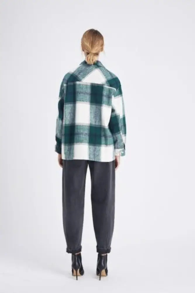 Vintage Oversized Plaid Jacket – Soft Cotton Casual Coat