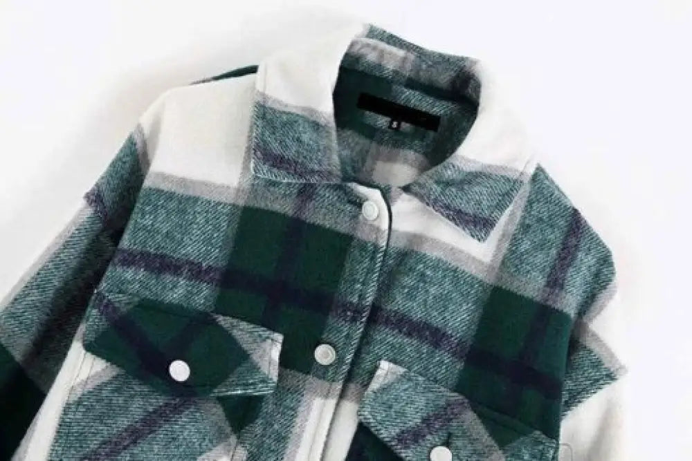 Vintage Oversized Plaid Jacket – Soft Cotton Casual Coat