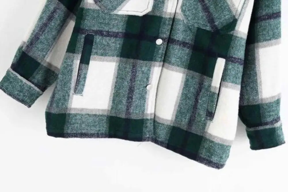 Vintage Oversized Plaid Jacket – Soft Cotton Casual Coat