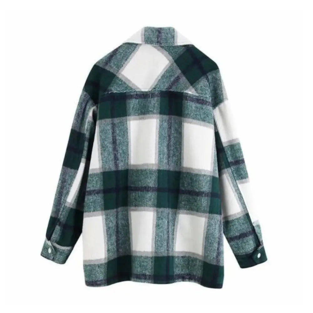 Vintage Oversized Plaid Jacket – Soft Cotton Casual Coat