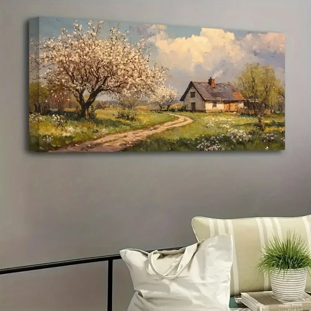 Vintage Pink Floral Farmhouse Wall Art 1.5’’ Thick Pine Solid Wood Frame