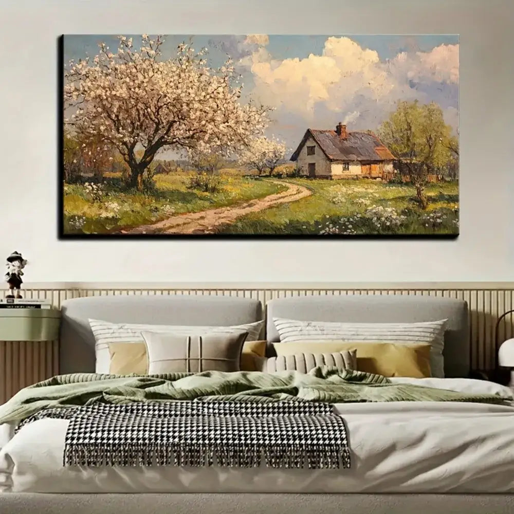 Vintage Pink Floral Farmhouse Wall Art 1.5" Thick Pine Solid Wood Frame