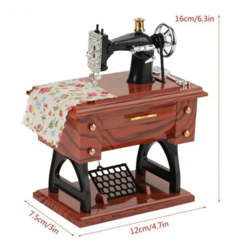 Vintage Sewing Machine Music Box – Wind-Up Gift for Sewers