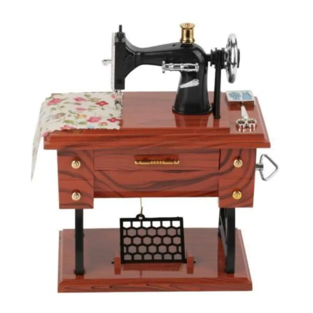Vintage Sewing Machine Music Box – Wind-Up Gift for Sewers