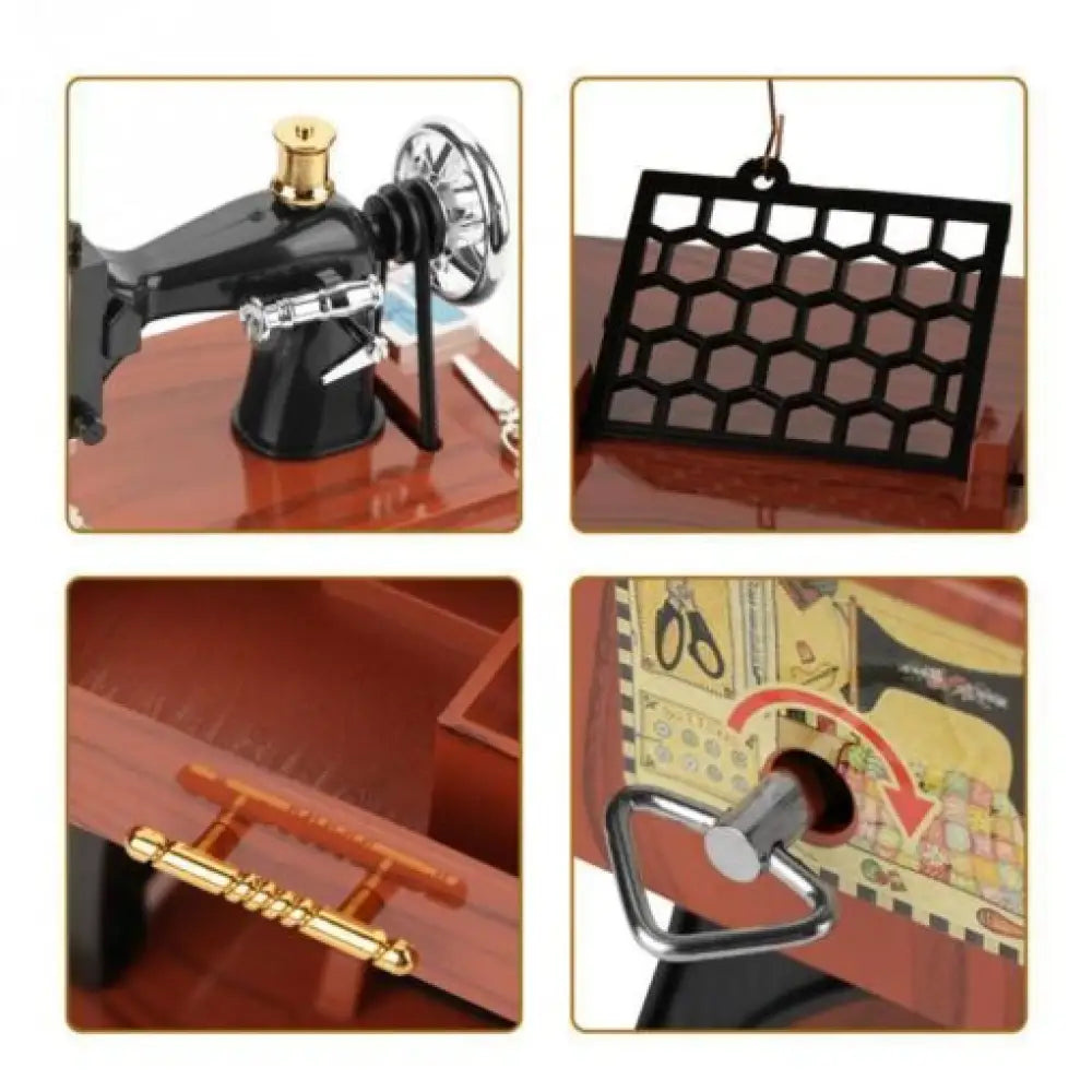 Vintage Sewing Machine Music Box – Wind-Up Gift for Sewers