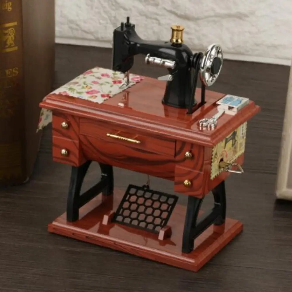 Vintage Sewing Machine Music Box – Wind-Up Gift for Sewers