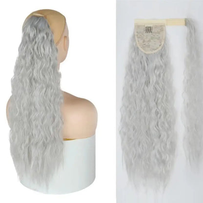 Voluminous Wavy Ponytail Extension – 22-Inch Clip-In Hair
