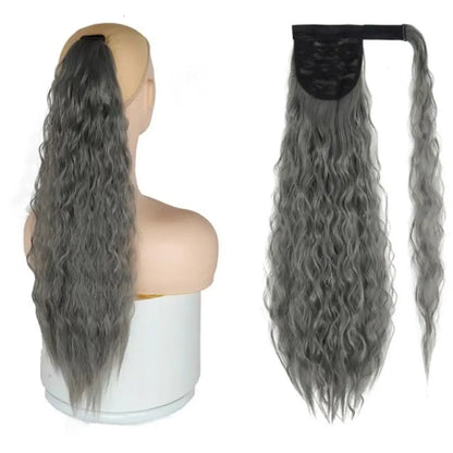 Voluminous Wavy Ponytail Extension – 22-Inch Clip-In Hair