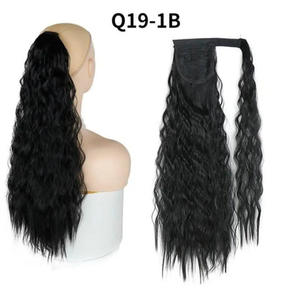 Voluminous Wavy Ponytail Extension – 22-Inch Clip-In Hair