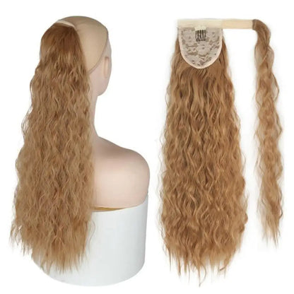 Voluminous Wavy Ponytail Extension – 22-Inch Clip-In Hair