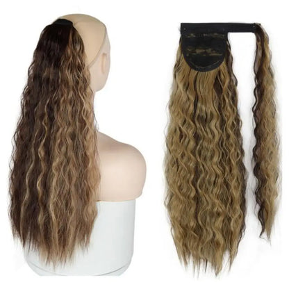 Voluminous Wavy Ponytail Extension – 22-Inch Clip-In Hair
