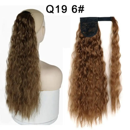 Voluminous Wavy Ponytail Extension – 22-Inch Clip-In Hair