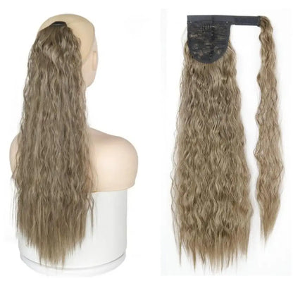 Voluminous Wavy Ponytail Extension – 22-Inch Clip-In Hair