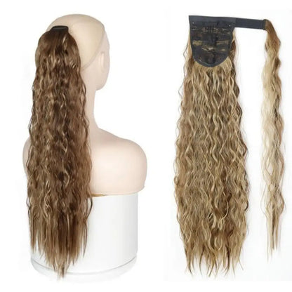 Voluminous Wavy Ponytail Extension – 22-Inch Clip-In Hair