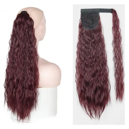 Voluminous Wavy Ponytail Extension – 22-Inch Clip-In Hair