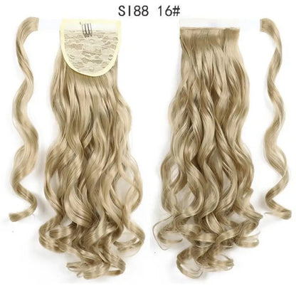 Voluminous Wavy Ponytail Extension – 22-Inch Clip-In Hair