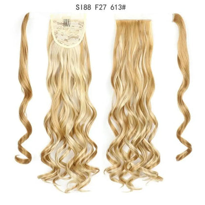 Voluminous Wavy Ponytail Extension – 22-Inch Clip-In Hair
