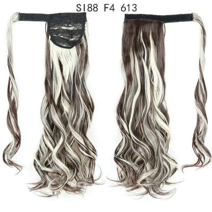 Voluminous Wavy Ponytail Extension – 22-Inch Clip-In Hair