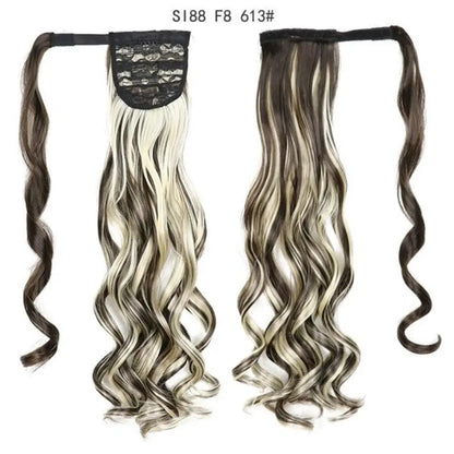 Voluminous Wavy Ponytail Extension – 22-Inch Clip-In Hair