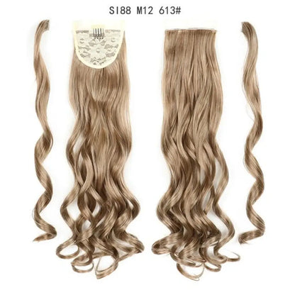 Voluminous Wavy Ponytail Extension – 22-Inch Clip-In Hair