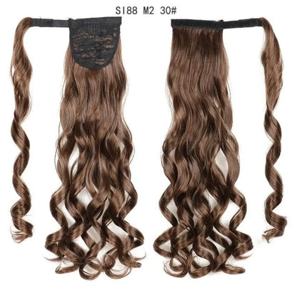 Voluminous Wavy Ponytail Extension – 22-Inch Clip-In Hair