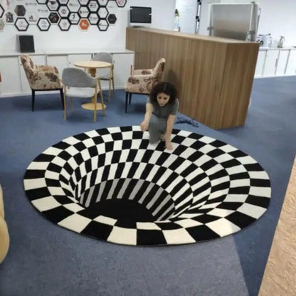 Vortex Illusion Rug Carpet – 3D Black Hole Visual Effect Mat