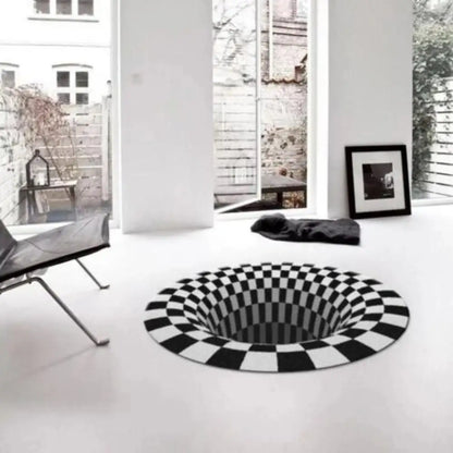 Vortex Illusion Rug Carpet – 3D Black Hole Visual Effect Mat