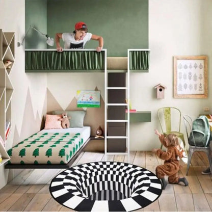 Vortex Illusion Rug Carpet – 3D Black Hole Visual Effect Mat