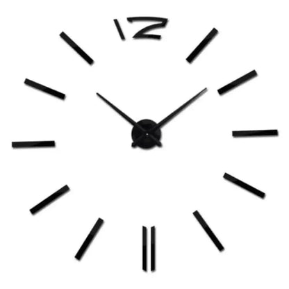 3D DIY Frameless Wall Clock Large Modern Mirror Surface Silent Clock - Black / 27inch