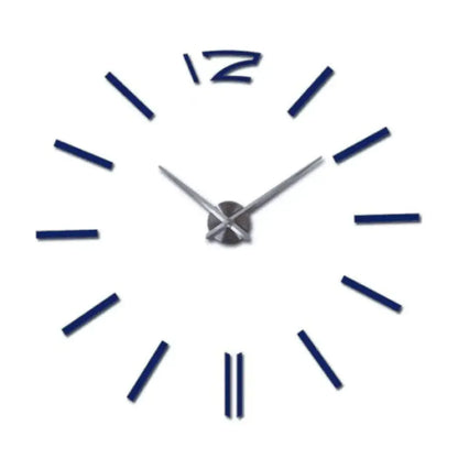3D DIY Frameless Wall Clock Large Modern Mirror Surface Silent Clock - Blue / 27inch